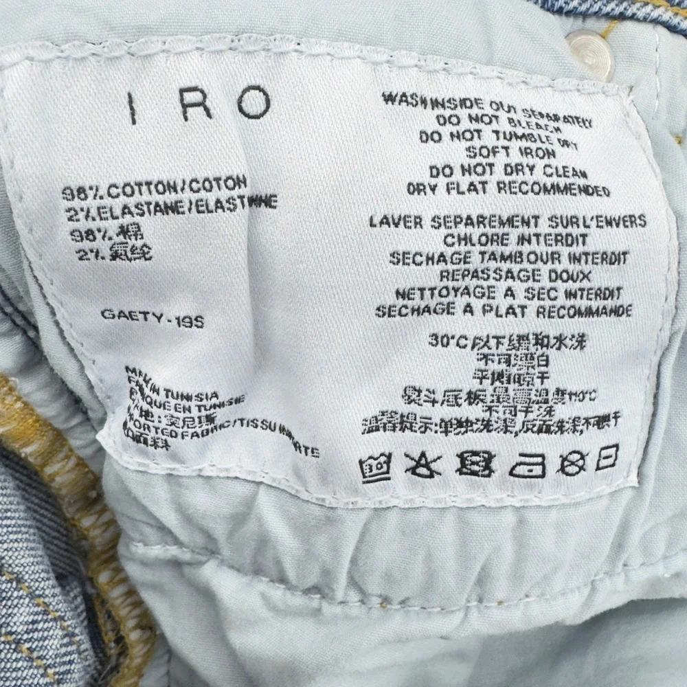 IRO Paris Gaety-19S Slim High Rise Button Fly Light Wash Denim Jeans Size 27 NWT